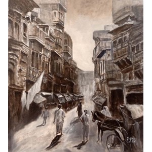 Sajjad Ahmed, 20 x 24 inch, Oil On Canvas, Cityscape Painting, AC-SJJ-009